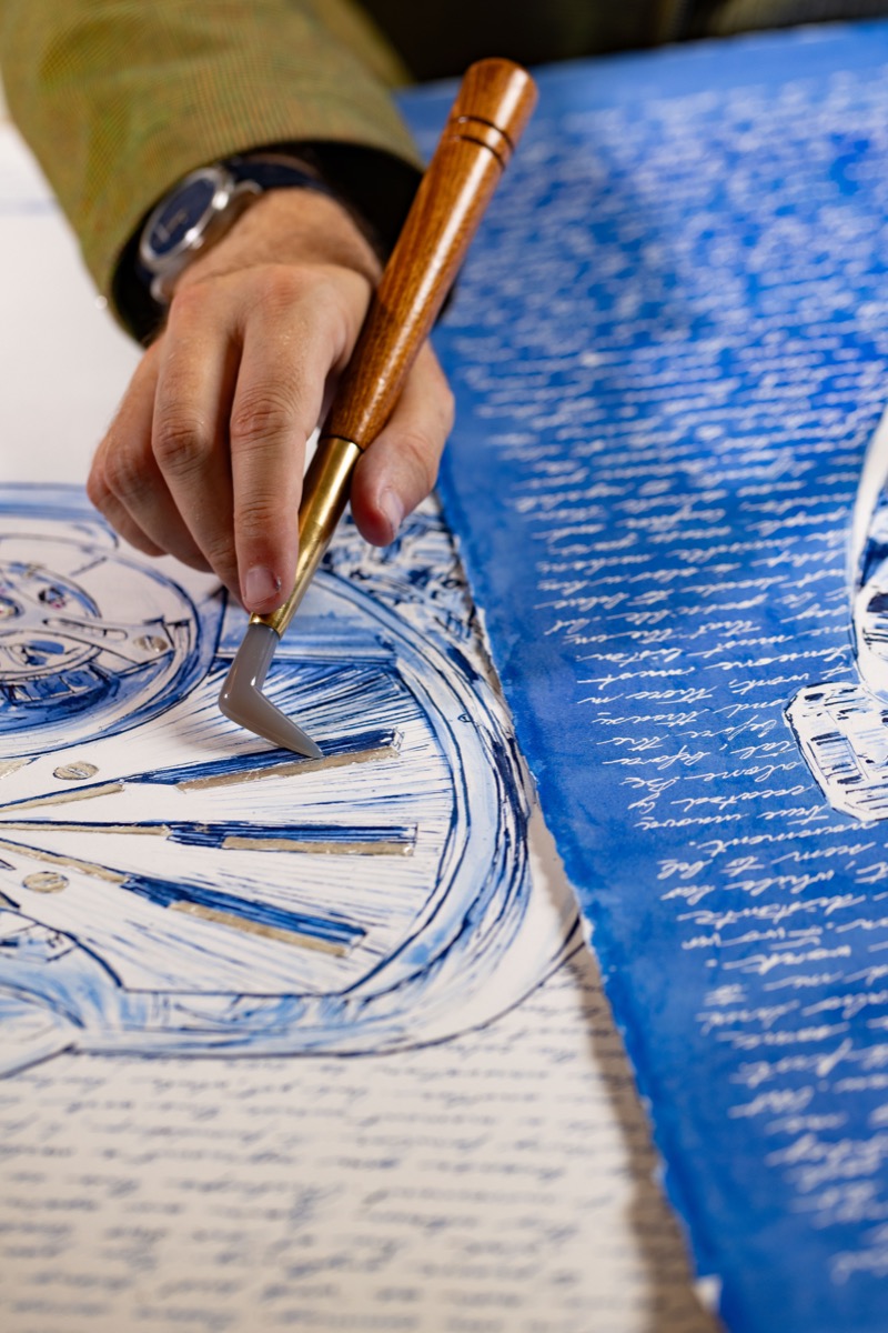 Drawing and handwriting in blue ink