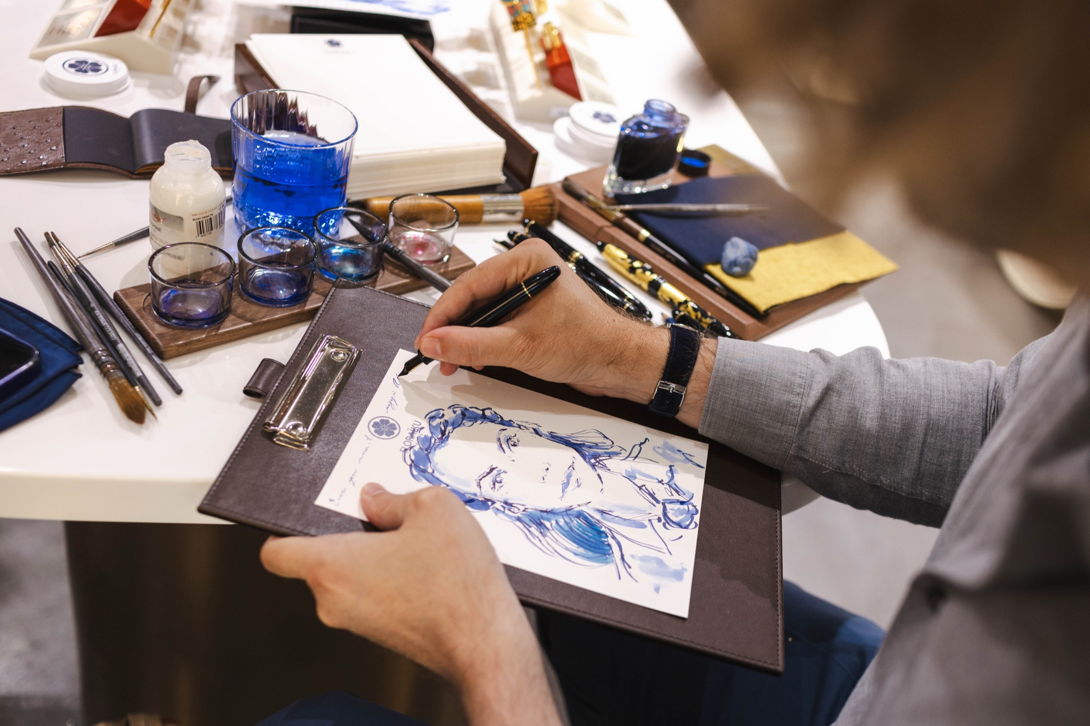 A live drawing in progress during the Floraïku activation.