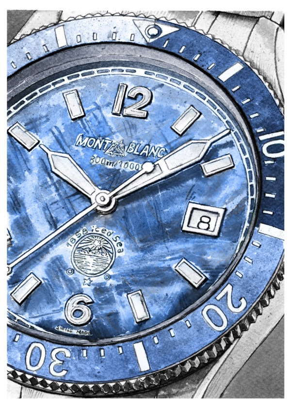 Blue Iced Sea watch illustration prepared for the Montblanc event.